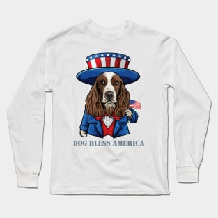 English Springer Spaniel Dog Bless America Long Sleeve T-Shirt